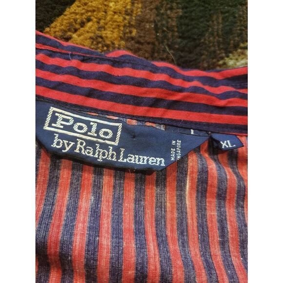 Vintage Polo Ralph Lauren Jacket Men's XL Navy Red Pinstripe Cross Flags 1987 - Picture 3 of 5